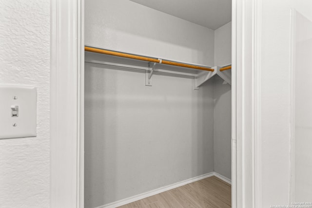 walk in closet with light wood-type flooring