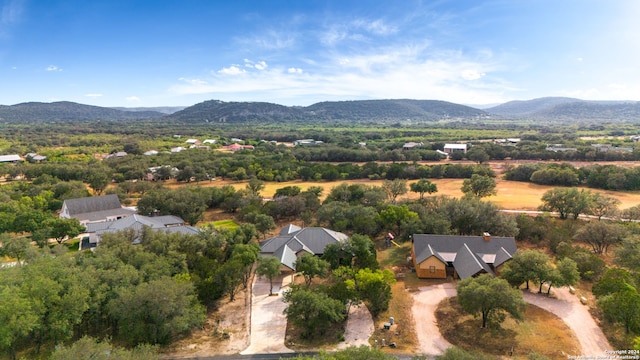 birds eye view of property with a mountain view