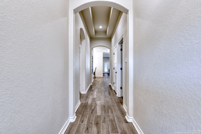 hall featuring hardwood / wood-style flooring