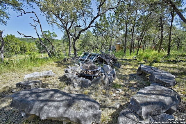 view of yard featuring a fire pit