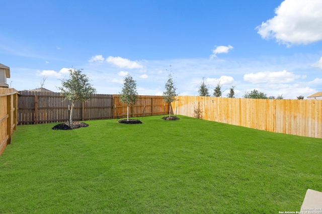 view of yard with a fenced backyard