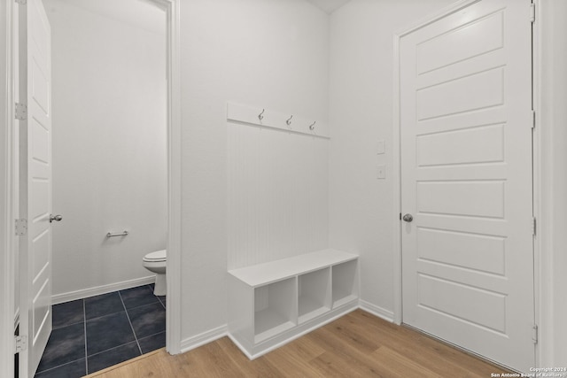 mudroom with hardwood / wood-style floors