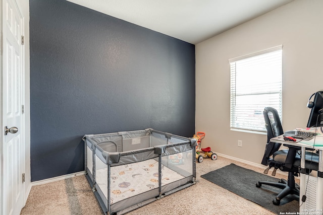 view of carpeted home office