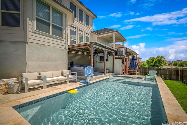 view of swimming pool featuring an outdoor hangout area and a patio area