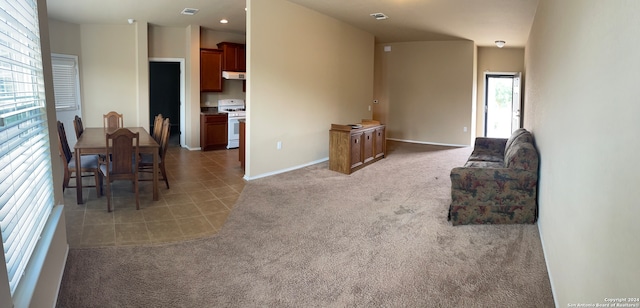 living room with light carpet