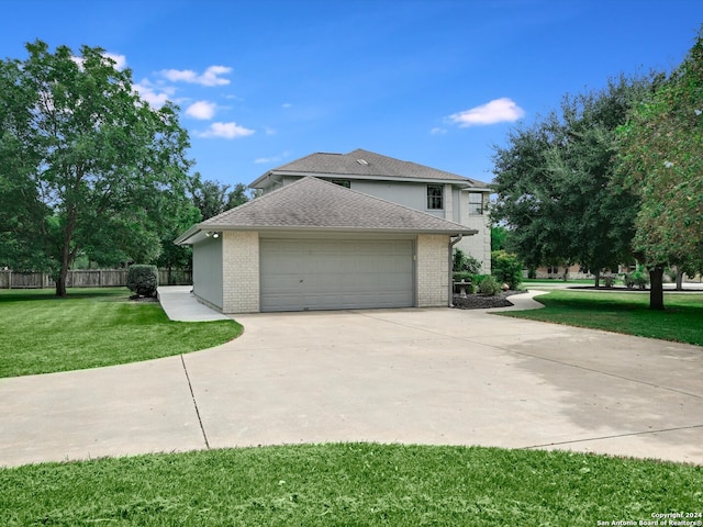 view of property exterior featuring a yard and a garage