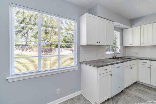 kitchen featuring white dishwasher, plenty of natural light, and sink