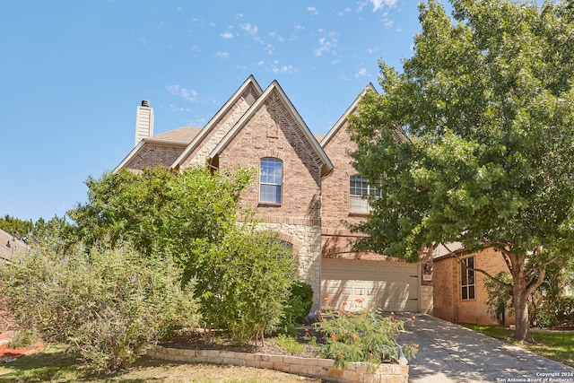 view of front of property with a garage