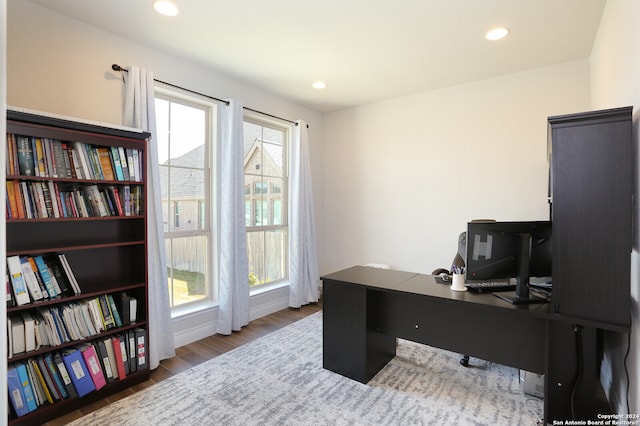 office space featuring hardwood / wood-style flooring and a wealth of natural light