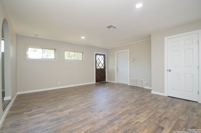 foyer featuring dark hardwood / wood-style floors