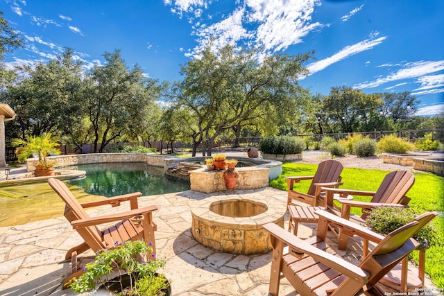 view of patio with a fenced in pool