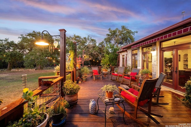 view of deck at dusk