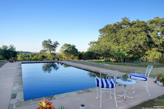 view of swimming pool with a patio area