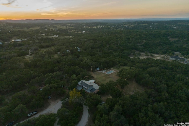 view of aerial view at dusk