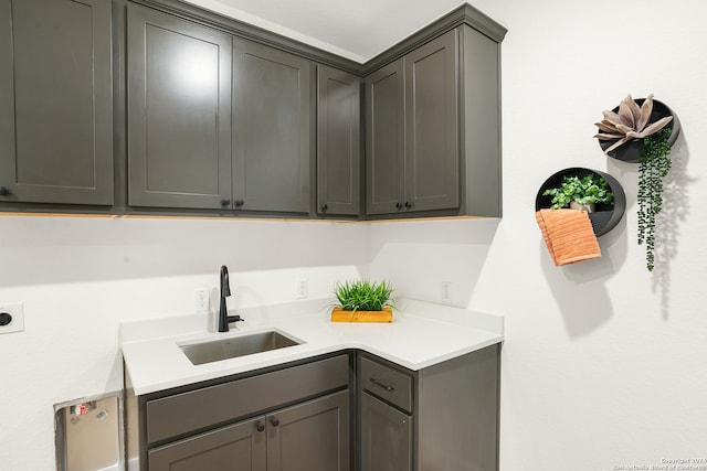 kitchen featuring sink and gray cabinets