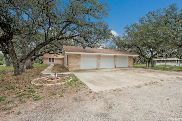 exterior space with a garage