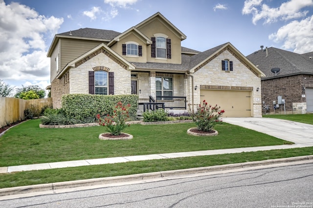 view of front of property with a front lawn