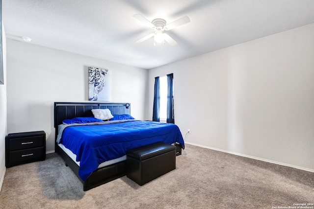 bedroom with carpet and ceiling fan