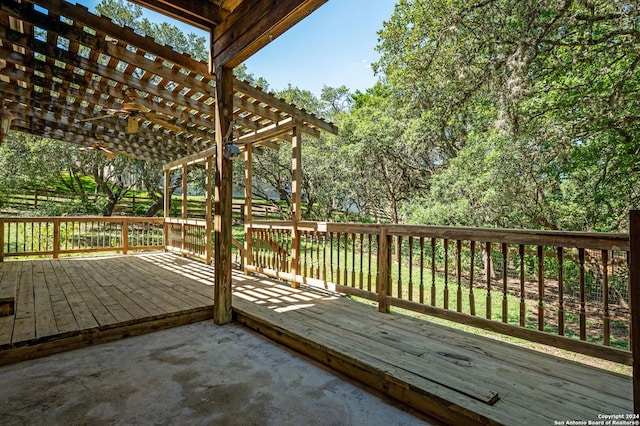 wooden terrace featuring a pergola