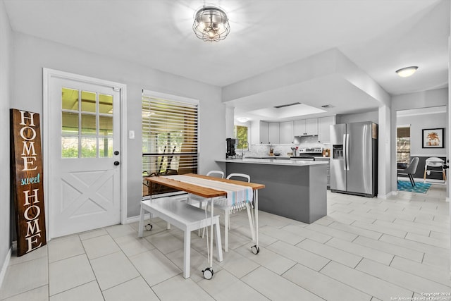 view of tiled dining room