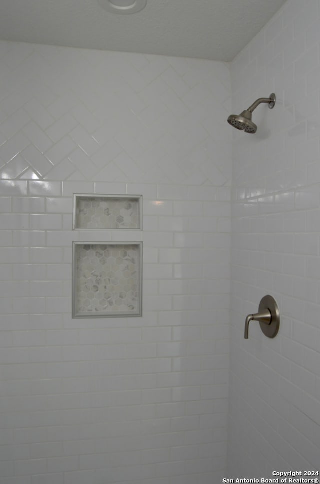 details with a tile shower