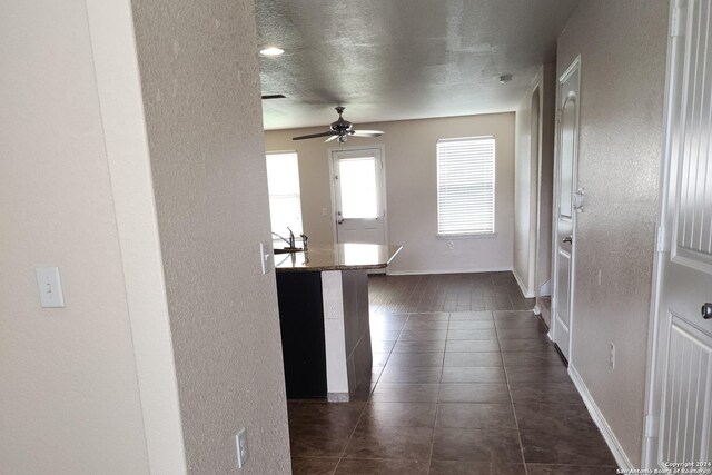 entrance foyer with a chandelier, a healthy amount of sunlight, and dark hardwood / wood-style floors