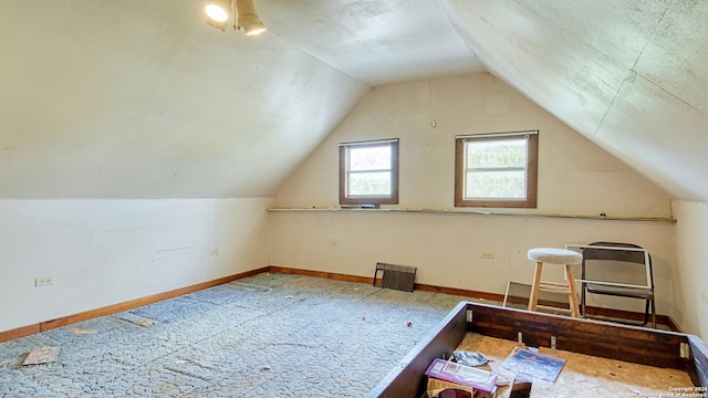 additional living space with vaulted ceiling