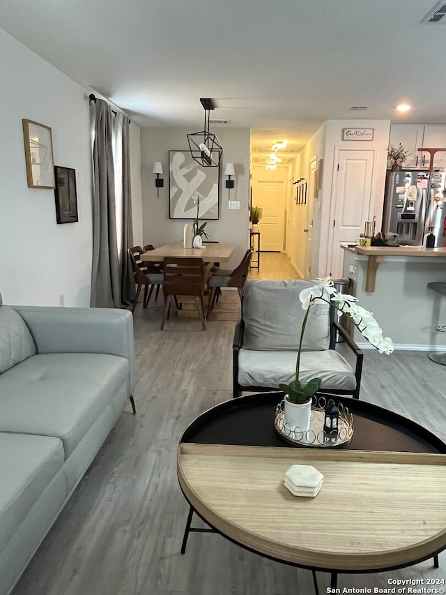 living room featuring light hardwood / wood-style floors