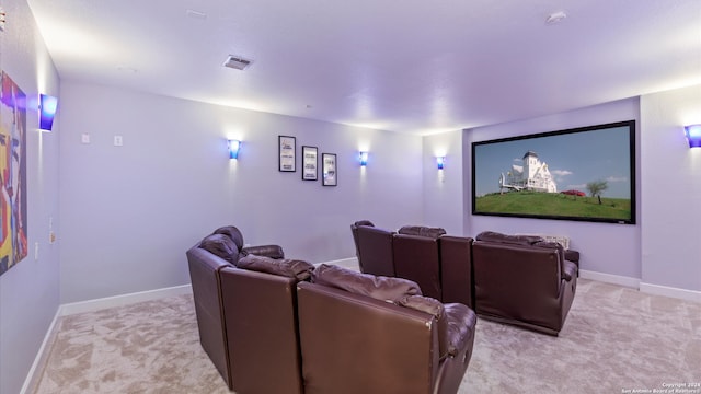 view of carpeted home theater