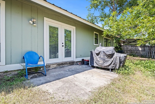 view of patio featuring french doors