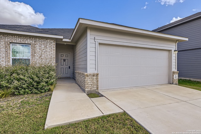 exterior space featuring a garage