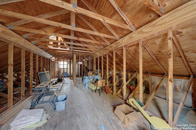 view of unfinished attic