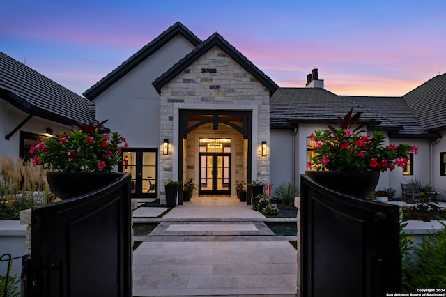 view of front of home featuring french doors