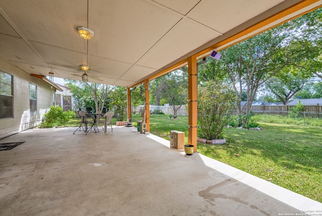 view of patio with ceiling fan