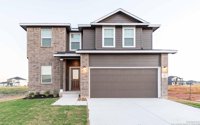 413 Tims Way, Seguin, TX 78155 - view of front facade featuring a garage, brick siding, and driveway