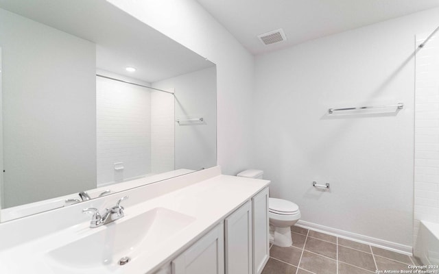 413 Tims Way, Seguin, TX 78155 - full bath with vanity, toilet, baseboards, tile patterned floors, and  shower combination
