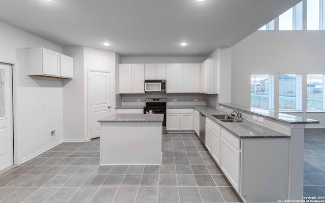 413 Tims Way, Seguin, TX 78155 - kitchen with appliances with stainless steel finishes, a sink, light stone countertops, healthy amount of natural light, and recessed lighting