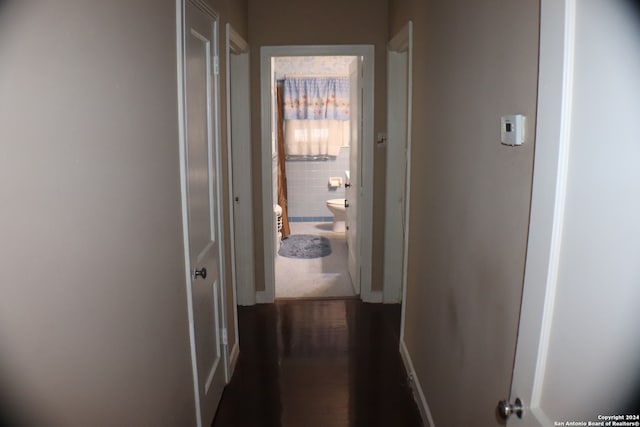 hall featuring dark hardwood / wood-style floors