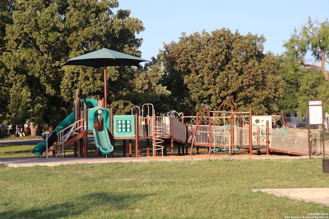 view of play area featuring a yard