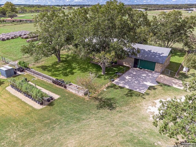 bird's eye view with a rural view