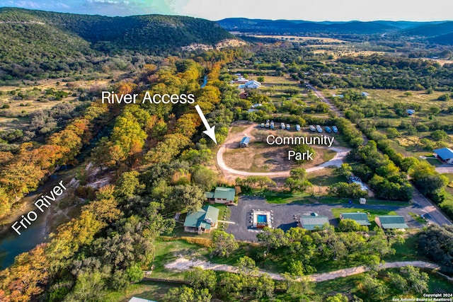 drone / aerial view with a mountain view