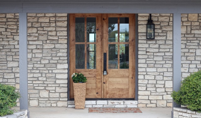 property entrance with french doors