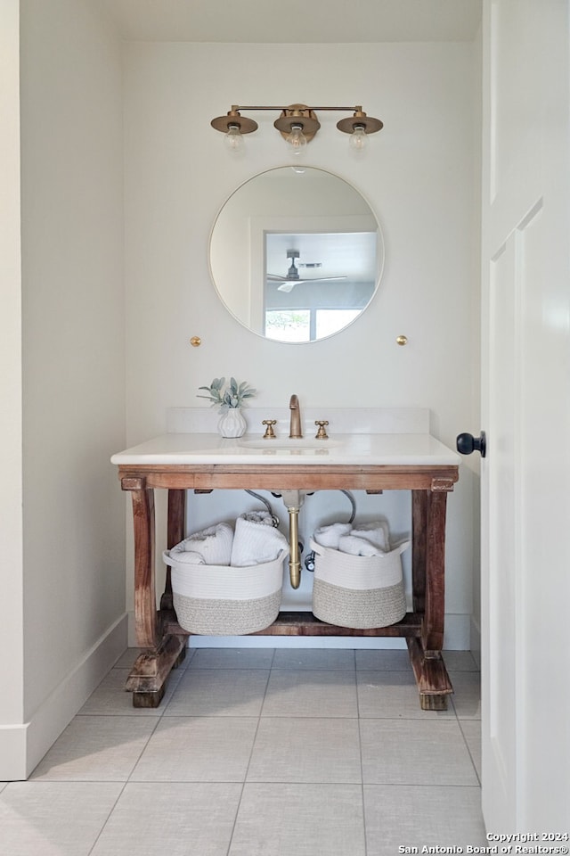 bathroom featuring vanity and tile patterned flooring