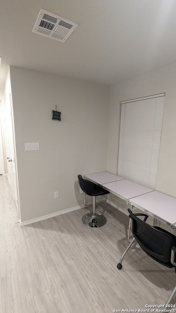 interior space with light hardwood / wood-style floors