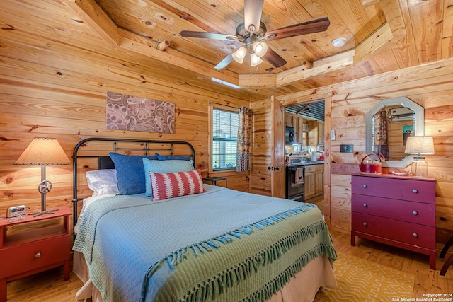117 Hawk Rd, Fredericksburg, TX 78624 - bedroom featuring wood ceiling, wood finished floors, and wood walls