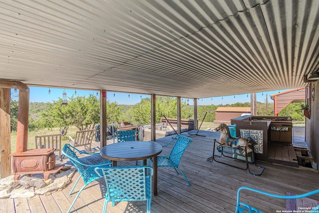 117 Hawk Rd, Fredericksburg, TX 78624 - wooden terrace featuring outdoor dining area