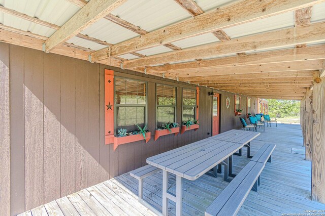 117 Hawk Rd, Fredericksburg, TX 78624 - wooden deck featuring outdoor dining space