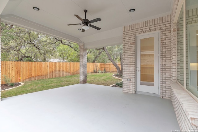 view of patio with ceiling fan