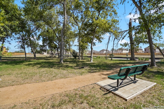 view of property's community with a yard