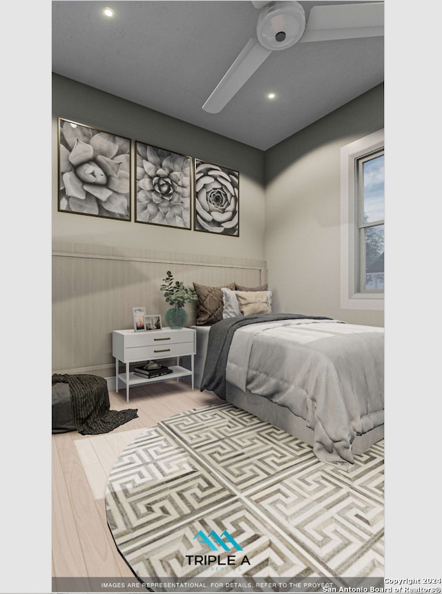 bedroom featuring ceiling fan